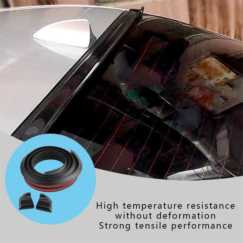 CHRYMUM Car Rear Spoiler Roof Lip Kit, Carbon Fiber 3D Rubber Trunk Spoiler Trim Strip, Car Rear Spoiler Kit, Auto Exterior Accessories Punch-Free Installation for Most Cars - Image 5